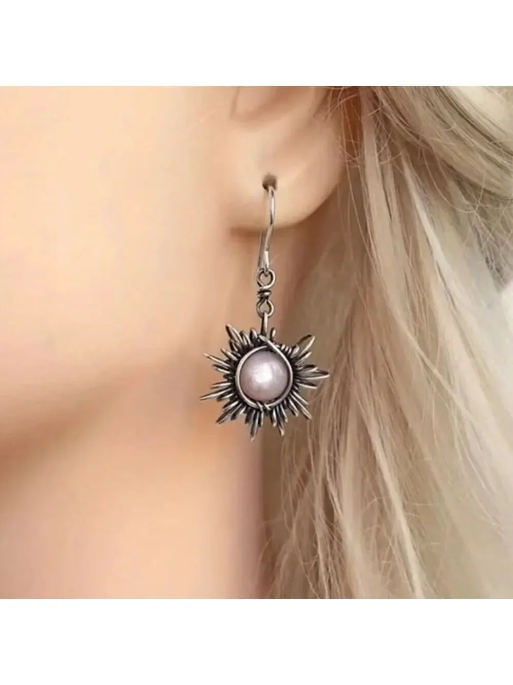 Elegant Vintage Style Sun and Moon Earrings Symbolic Harmony Boho Chic Handmade